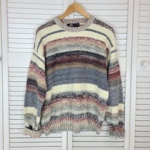 Panache Vintage Wool Striped Crew Neck Sweater
